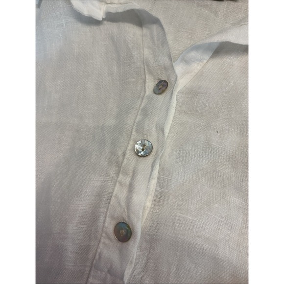 Made In Italy 100%‎ Linen collared shirt maxi midi Dress Sleeveless Beach Size M - Picture 5 of 10